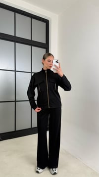 Siyah Cep Detaylı Hırka Beli Lastikli Pantolon Modal Takım GAUS-00620GAUSTAKIMGAUS-00620