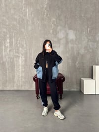 Lome Siyah Denim Karışımlı Şardonlu Oversize TakımGausTAKIMGU00903863