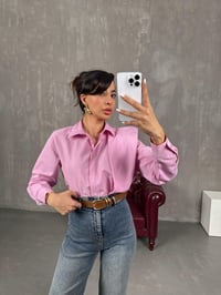 Pembe Tek Omuz Vatka Görünümlü Tasarım Gömlek Gaus00036GausGÖMLEKGU1001076