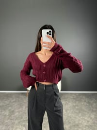 Bordo Yumuşak Dokulu Hırka GausHIRKAGU004149