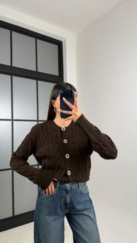 Acı Kahve Örgülü Triko Hırka GAUS-00579GAUSHIRKAGAUS-00579