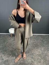 Diore Pinterest Haki Yandan Bağlamalı İkili Takım GausTAKIMGU007968