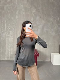 Antrasit Transparan Bisiklet Yaka TrikoGausTRİKOGU100340