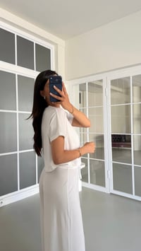 Beyaz Bluz Beli Lastikli Pantolon İkili Basic Takım GAUS-01712GAUSTAKIMGAUS-01712