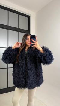 Lacivert Saçaklı Astarlı Premium Kürk GAUS-00931GAUSMONTGAUS-00931