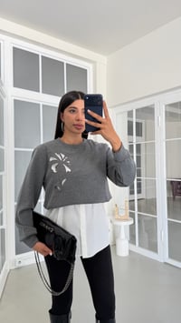 Gri TWST Model Gömlek Detaylı Sweatshirt GAUS-02059GAUSالسويت شيرت GAUS-02059