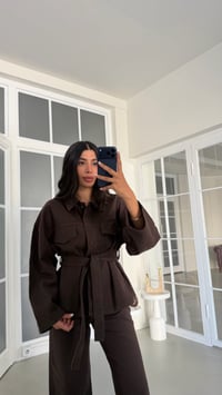 Kahve Kuşaklı Denim Takım GAUS-02078GAUSTAKIMGAUS-02078