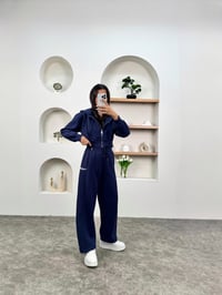 Anita Lacivert Üç İplik Şardonlu Baggy Alt Kapüşonlu Üst Eşofman TakımıGausTAKIMGU00903446