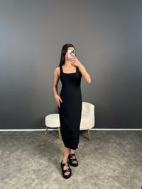 Siyah Kare Yaka Basic Elbise GausELBİSEGU007143