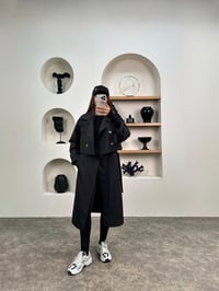 Espe Siyah Premium Astarlı İkili Sihirli TrençkotGausKABANGU0090343