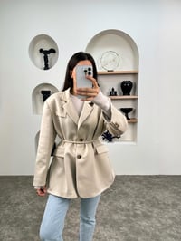 Taila Taş Astarlı Kemerli Süet Blazer CeketGausCEKETGU008980