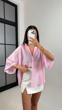 Pembe Çiçek Desenli Tencel Gömlek Gaus00544GausGÖMLEKGU1002271