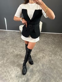 Muadil Siyah Ceket Yaka Elbise GausELBİSEGU004486