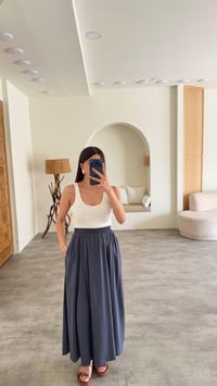Lacivert Beli Lastikli Tencel Etek GAUS-01321GAUSETEKGAUS-01321