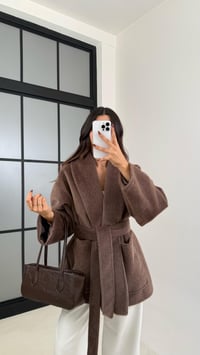 Kahve Kuşaklı Astarlı Peluş Kaban GAUS-00183GAUSJacketsGAUS-00183