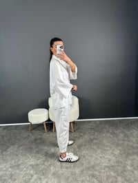 Peon Beyaz  İthal Kumaş Doku İkili TakımGausTAKIMGU007279