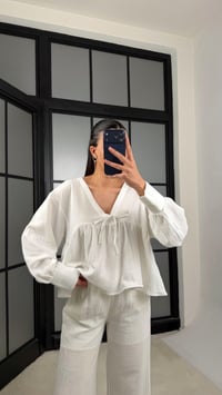 Beyaz Müslin Bluz GAUS-01368GAUSالبلوزات GAUS-01368