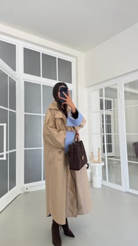 Camel Çizgi Astarlı Kuşaklı Premium Trençkot GAUS-01942GAUSTRENÇKOTGAUS-01942