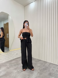 Siyah  Straplez Yırtmaçlı Üst İkili Tensel Takım Gaus00275GausTAKIMGU1001639