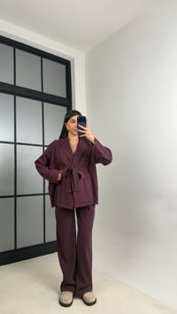 Mürdüm Kimono Beli Lastikli Pantolon İkili Muadil Takım GAUS-01113GAUSTAKIMGAUS-01113