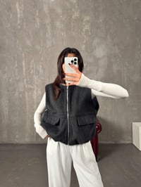 Exer Antrasit Fermuarlı Astarlı Kaşe YelekGausYELEKGU10037