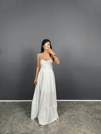 Sorbs Beyaz İp Askılı Uzun ZR Model ElbiseGausELBİSEGU008536