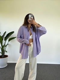 Caliope Lila Keten Oversize GömlekGausGÖMLEKGU001185