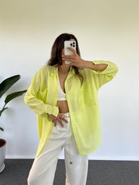 Caliope Sarı Keten Oversize GömlekGausGÖMLEKGU001177