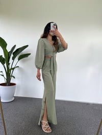 Cassia Mint Yeşili  Keten Crop İkili TakımGausTAKIMGU001051