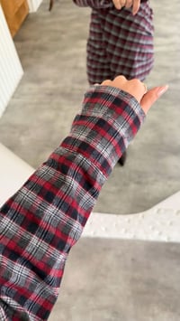 Bordo Düğmeli Ekose Desenlii Muadil Gömlek Elbise GAUS-00877GAUSDressesGAUS-00877