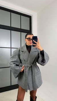 Antrasit Balıksırtı Astarlı Kuşaklı Premium Kaşe Ceket GAUS-00659GAUSCEKETGAUS-00659