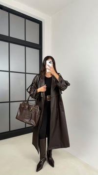 Kahve Kuşaklı Astarlı Premium Deri Trençkot GAUS-00127GAUSTRENÇKOTGAUS-00127