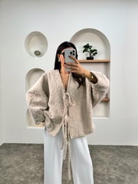 Loren Bej Kırçıllı Astarlı Önden Bağlamalı Premium CeketGausCEKETGU00903506