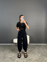 Siyah Paçası Fermuarlı Şalvar Pantolon GausPANTOLONGU004690