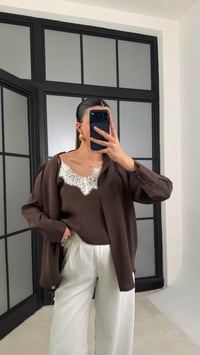 Acı Kahve Dantel Detaylı Birleşik Atlet Gömlek İkili Tencel Gömlek GAUS-01181GAUSTAKIMGAUS-01181