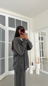 Antrasit Çift Fermuarlı Hırka Beli Lastikli Pantolon İkili Triko Takım GAUS-02294GAUSTAKIMGAUS-02294
