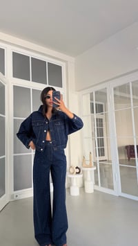 Lacivert Lacivert Premium Taşlı Denim İkili Takım GAUS-01953GAUSTAKIMGAUS-01953