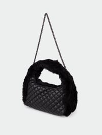 973 PELUŞ KAPİTONE ZİNCİRLİ ÇANTA SİYAH BAG COLLECTIONGaus ÇantaCNT-111
