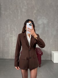 Talisa Kahve Astarlı Ceket Etek Premium İkili TakımGausTAKIMGU100622