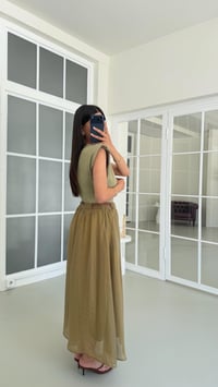 Yeşil TWST Model Kemerli Elbise GAUS-01697GAUSELBİSEGAUS-01697