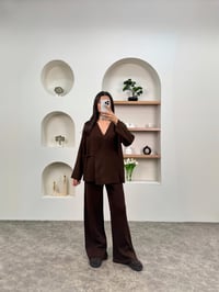 Lerka Kahve Önden Bağlamalı Triko TakımGausTAKIMGU00903710