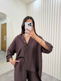 Acı Kahve ZR Model Cepli İthal Keten Takım Gaus00312GausSuitsGU1001715