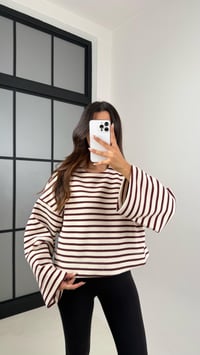 Bordo Çizgili Şardonlu Crop Kazak GAUS-00132GAUSSweaterGAUS-00132