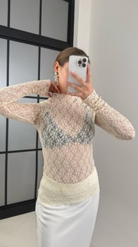 Ekru Dantelli Transparan Uzun Kol Bluz GAUS-00510GAUSBLUZGAUS-00510