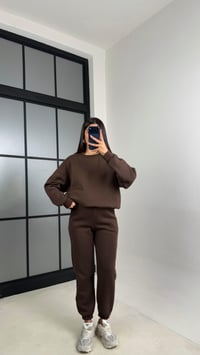 Acı Kahve 3 İplik Şardonlu ZR Model Sweatshirt Eşofman Takım GAUS-00809GAUSTAKIMGAUS-00809