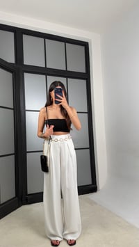 Ekru Gold Zincirli Kemer Muadil Tencel Pantolon GAUS-01556GAUSPANTOLONGAUS-01556