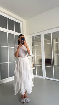 Beyaz Volanlı Astarlı Beli Lastikli Pinterest Etek GAUS-01483GAUSSkirtGAUS-01483