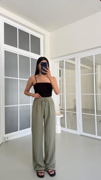 Yeşil Yıkamalı Beli Lastikli Tencel Pantolon GAUS-01678GAUSPantsGAUS-01678