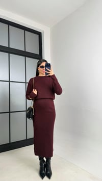 Bordo Maxi Boy Triko Elbise GAUS-01083GAUSDressesGAUS-01083