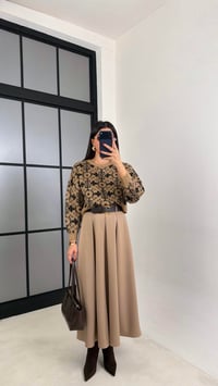 Camel Kemerli Pile Detaylı Kumaş Etek GAUS-00701GAUSETEKGAUS-00701